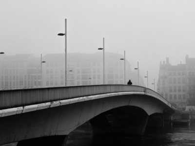 pont lafayette àLyon sous le brouillard